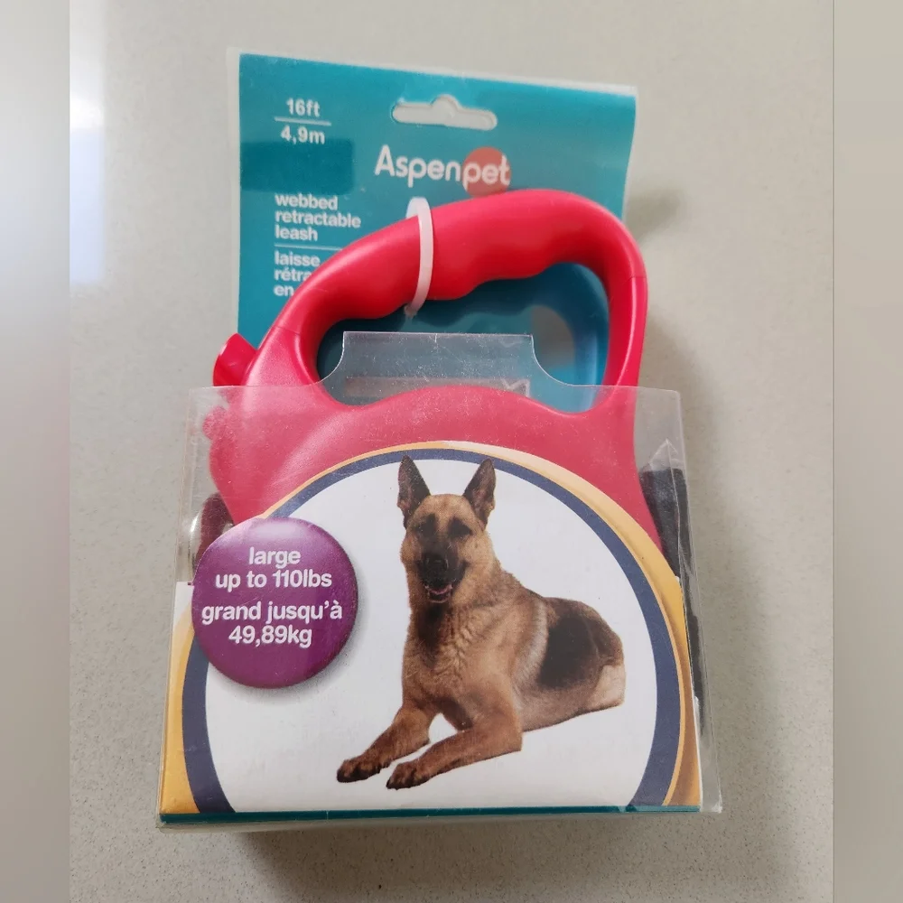 Aspen Pet Retractable Dog Leash - RED - LARGE **NEW